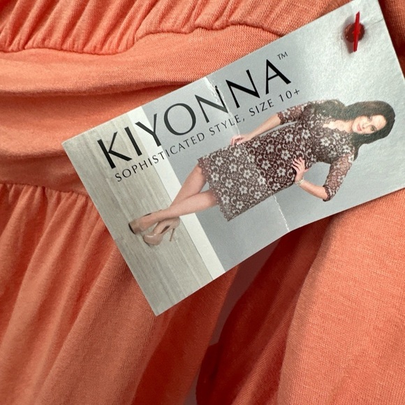 Kiyonna Top Size 0X New With Tags Orange Drape Neck - Picture 2 of 5